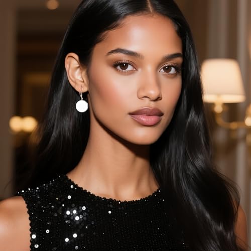 925 Sterling Silver Disc Dangle Earrings for Women Flat Hypoallergenic Drop Earrings Classic Coin Leverback Earrings for Women Jewelry Gifts2