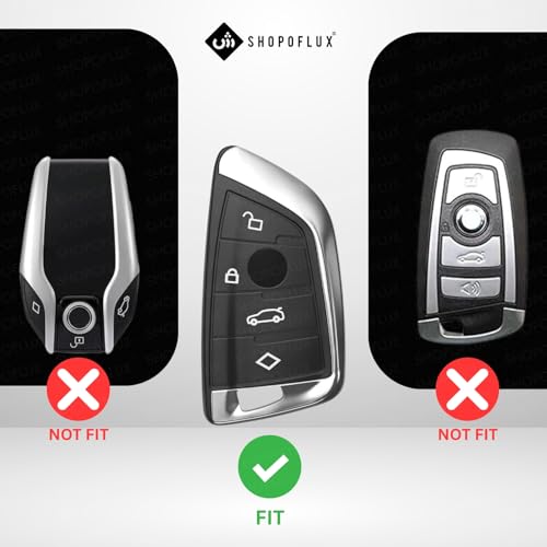Image of SHOPOFLUX Metal Key Cover Compatible for BMW X1, X3, X6, X5, 5 Series, 6 Series, 7 Series 4 Button Smart Key