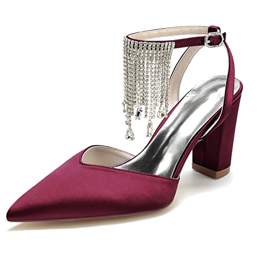 Escarpins mariage en satin haut de gamme avec talon large et détails de soirée