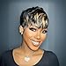 SAEIALL Short Pixie Cut Human Hair Wig for Black Women Black and Blonde Color Short Wig for Women Human Hair Layered Haircut Summer Wig Glueless Wigs with Bangs Quick Get Up and Go Wigs