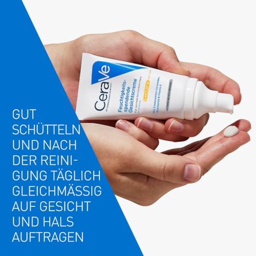 CeraVe Gesichtscreme mit LSF 30, Feuchtigkeitsspendende Creme mit Lichtschutzfaktor 30, Ohne Duftstoffe und Parabene, Bei normaler bis trockener Haut, 52 ml
