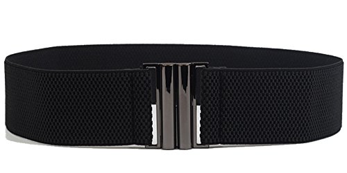 Women's Simple Black Elastic Stretch Wide Waist Belt for Dress (31-49inch)