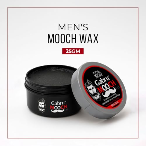Image of Gabru Mooch Moustache Wax for Men - Strong Hold & Long Lasting Styling Wax | Natural Look | Original Scent 25g (Pack Of 2)