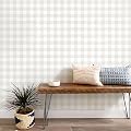 Heroad Plaid Peel and Stick Wallpaper Neutral Checkered Contact Paper Boho Beige Wall Paper Modern Removable Wallpaper for Bedroom Kitchen Cabinets Farmhouse Self Adhesive Decor Vinyl 17.3"x78.7"