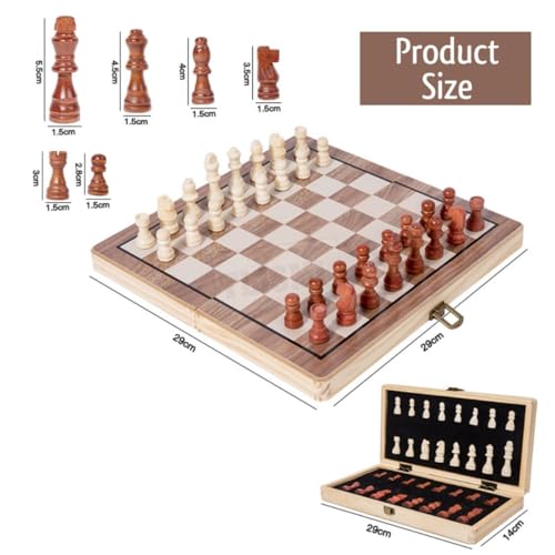 Image of Handmade Wooden Magnetic Chess Board Set for Kids & Adults | Compact & Foldable Board with Inbuilt Secure Storage & Anti Scratch Surface | Travel Friendly Ideal Indoor &Outdoor Game (29CM)