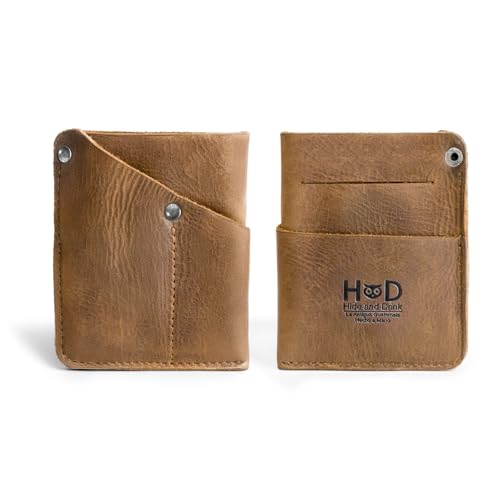Image of Hide & Drink, Front Pocket Wallet Handmade from Full Grain Leather - Multi-tool Pouch, Card Holder, Money Organizer, Travel Accessories (Single Malt Mahogany)