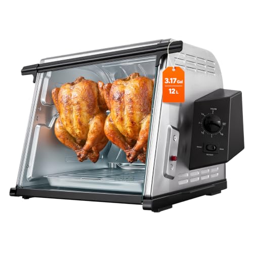 Image of VEVOR Rotisserie Oven Large Capacity 12L Shawarma Grill Machine 1250W | for Chicken, Beef Ribs, Lamb Leg, Grilled Vegetables, Countertop Grill Roaster with Heat-Resistant Door and Timer Control