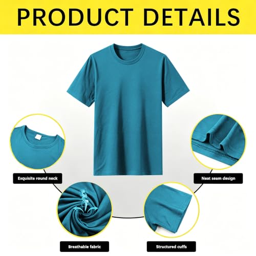 Image of ORJ 2 Pack Men t Shirts Crew Neck Short Sleeve Men's Undershirt Plain Polyester tee Bulk Stretch Soft Tees