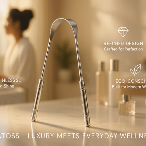 Image of Tongue Cleaner for Adults with Toothbrush Cover Case | Stainless Steel | Rust Free Tongue Scraper | Removes bad breath | Ideal for oral hygiene | Carefully designed | U-shaped (2)