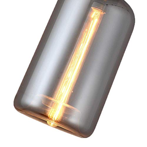 Lampe à suspension en verre gris fumé E27 max 40W moderne - 5