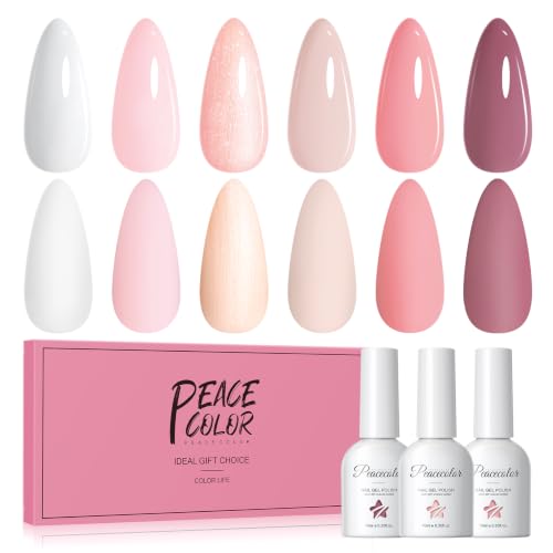 PEACECOLOR Esmaltes Semipermanentes de Uñas 6 Colores Nude Rosa Gel Set Pintauñas Semipermanentes Para Uñas Pintauñas Permanentes Principiantes Manicura Nail Design 10ml