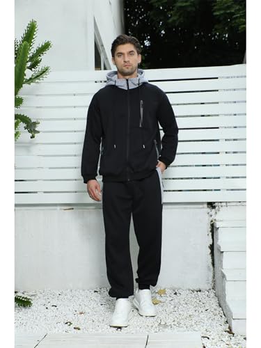 Sweatsuits for Men 2 Piece with Zipper Pockets Full Zip Hoodie Tracksuit Sets Jogging Sports Casual Sweat Suits4