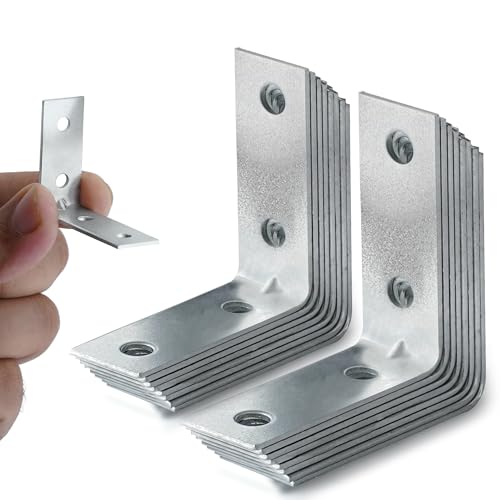 ZAVIA 16 Pcs L Brackets for Wood (38mm x 38mm) with Screws | Galvanised Steel Brackets for Fixing and Repairing Furniture Shelves Windows & Cabinets