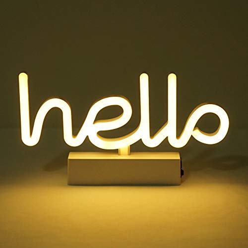 LoveNite Neon Indoor Night Light, Battery Operated & USB Powered Glowing Neon Decorative Sign LED Light for Room Party Festival Decorations (Warm White)