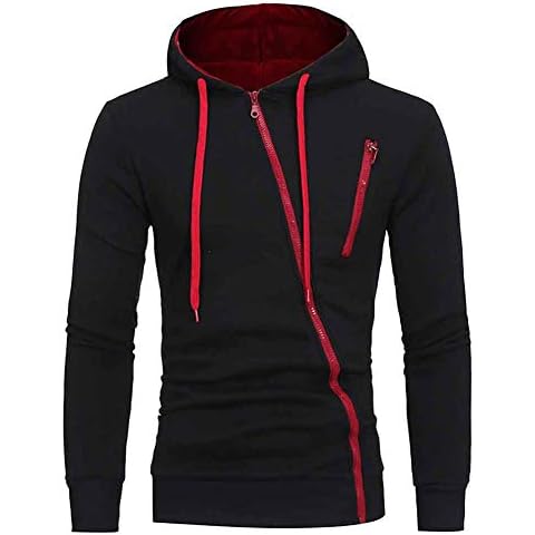 acelyn Mens Casual Zip Hoodies Long Sleeve Tops Cardigan Fleece Hooded Sweatshirt, Black, M Cover
