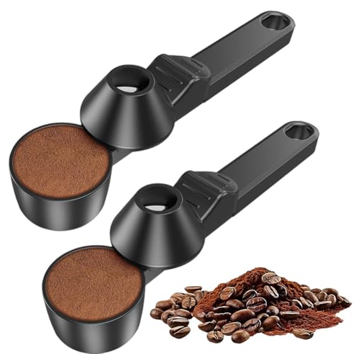 2-In-1 Measuring Spoon, Coffee Scoop Funnel Combo for K Cup Refillable Pods, 2 Tablespoon Kitchen Measuring Tool for Ground Coffee Protein Powder Tea, Reusable Pod Accessories(2PCS)