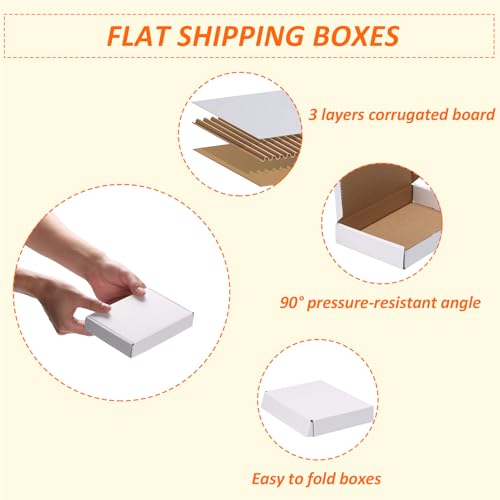 Image of HORLIMER 6x4x1 Shipping Boxes Set of 30, White Corrugated Cardboard Mailer Box for Packing Small Business