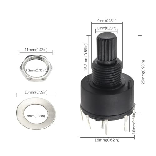 Interruptor rotativo de 16 mm para personalizar modos de funcionamiento en electrónica DIY 6