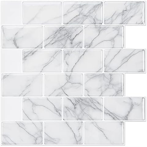 Art3d 10-Sheet Peel and Stick Backsplash Tile for Kitchen (12"x12", Grey Marble) Cover