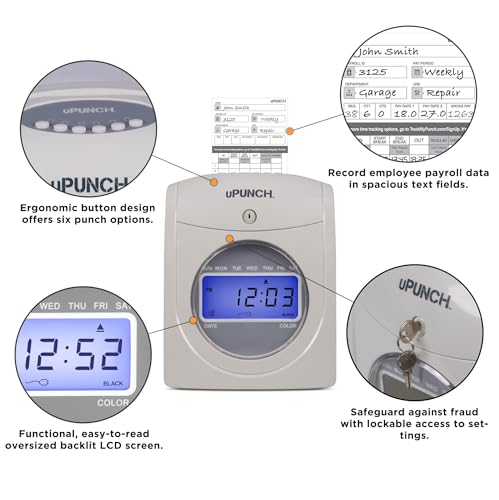image for uPunch HN2500 Calculating Time Clock Bundle for Small Business: Auto A