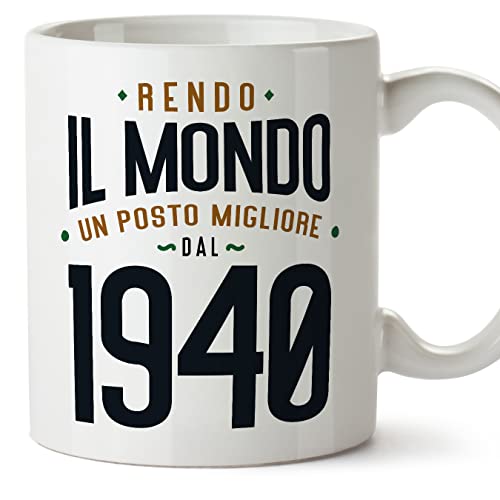 MUGFFINS Tazas 1940 Cumpleaños - En Italiano - Rendo il Mondo un Posto Migliore - 11 oz / 330 ml - Regalo original y divertido