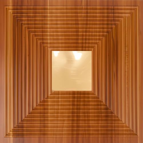 Image of Kayra Decor 3D PVC Wall Panels - Line Design, Mirror Darkwood Color, 19.7 inch x 19.7 inch (Pack of 40) | Covers 107.60 Sq. Ft. |