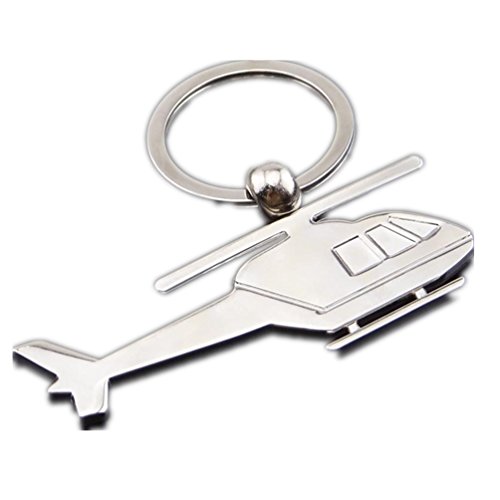 ODETOJOY Metal Silver Heilicopter Keychain Plane Key Chains Alloy Pilot Key Holder Airplane Keycharm