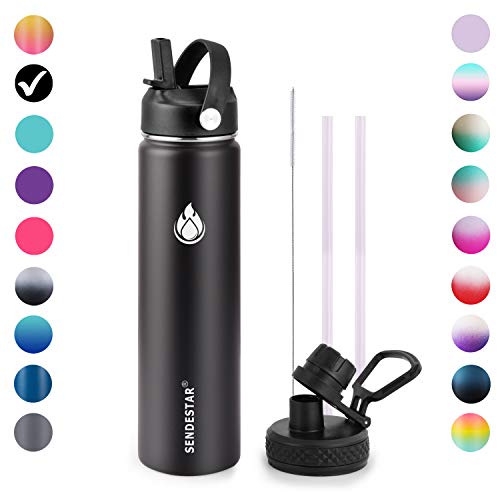 Sendestar Stainless Steel Water Bottle,2 or 3 Lids
