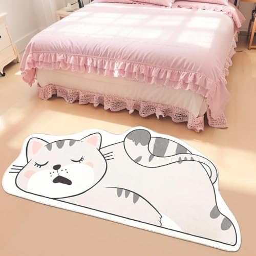 Lacomfy Kids Carpet 2.6x5.2Ft Cat Bedroom Area Rug Runner Washable Floor Mat for Kids Boys Girls Room 5' Cute Cartoon Nursery Mat for Bathroom Living Room Decor, Children's Rugs, Grey