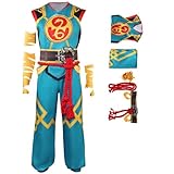 Newcos Iron Cosplay Fist Costume Mens Pants Top Waistband Straps Rope Outfit Jumpsuit Superhero Costumes Halloween Suit Adult (Green, Medium)