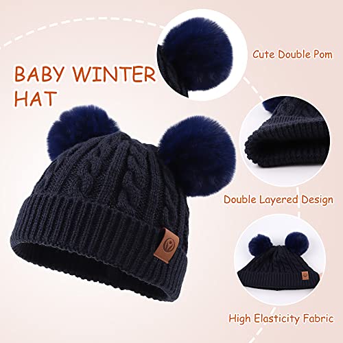Image of Yuoahcn Kids Winter Beanie Hat Scarf Gloves Set Knit Warm Toddler Winter Cap Gloves Neck Warmer for Boys Girls 1-8 Year