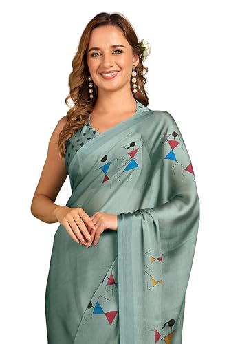 Image of MIRCHI FASHION Women Saree Floral Printed Chiffon | Breathable Lightweight Summer Sari for Office and Daily Use with Unstitched Blouse (Available in 20 Styles)