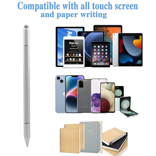 Image of 3 in 1 Universal Stylus Pen for Touchscreen,High Sensitivity & Precision Capacitive Stylus Pen for iPad Suitable for All Touch Screens of Switch /iPhone /iPad /Android /Samsung Galaxy /Tablets-Sliver