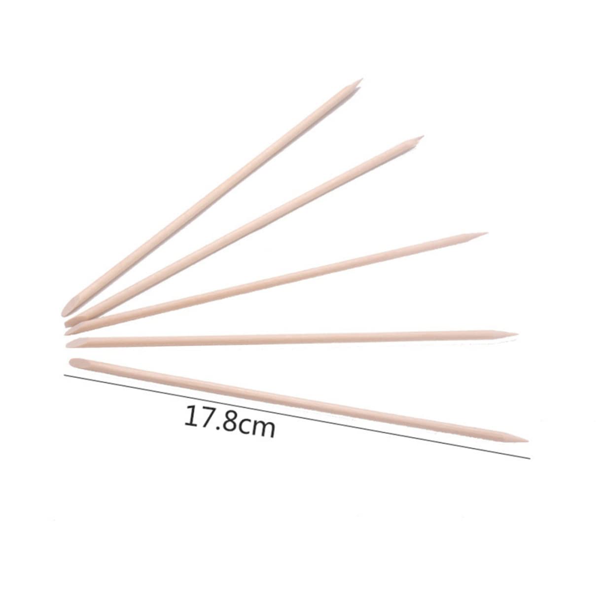 Healeved 17.8cm Wooden Manicure Stick Double-end Cuticle Tool Set for Nail Polish Remover