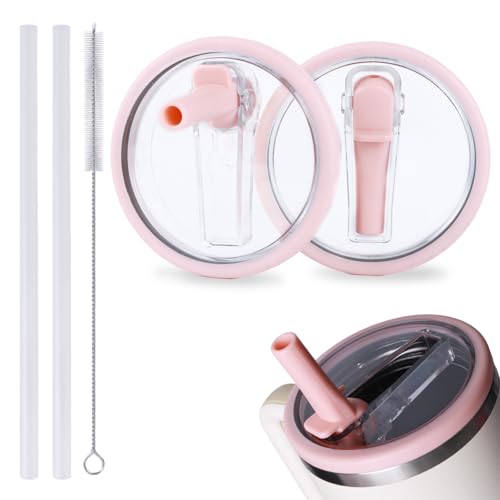 2 Pack 30 oz Flip Straw Leak Proof Lid for Stanley Quencher H2.0, Spill Proof Tumbler Lid Replacement Fit for Stanley Quencher, BPA Free Reusable No Spill Straw Lid for Stanley Accessories