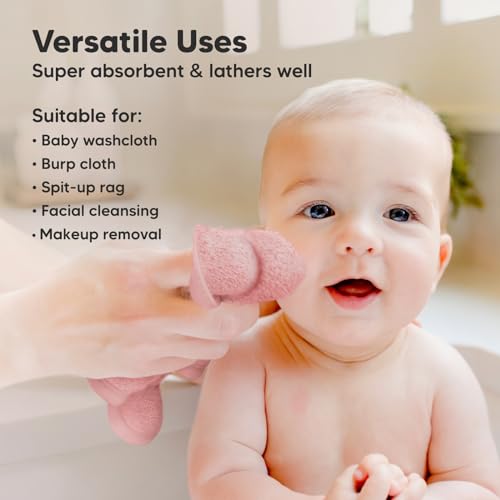 Image of 6-Pack Baby Washcloths - Soft Absorbent Viscose from Bamboo Washcloths for Face, Body, Baby Towels for Newborn, Kids, Toddlers, Infant, Gentle on Sensitive Skin, 10x10 Reusable Face Towels(Rosy)