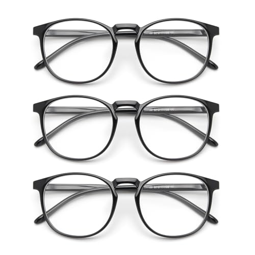 Image of IBOANN Chic & Comfy Blue Light Glasses for Women - 3-Pack Round Frames, Screen-Ready Style with UV Protection Coating