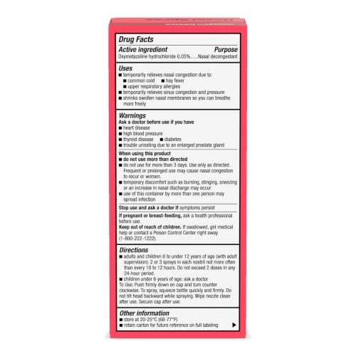 Amazon Basics Maximum Strength 12 Hour Nasal Spray, Oxymetazoline HCl Solution, Congestion Relief, Cold and Allergy Medicine, Decongestant, 1 fl oz (Pack of 1) (Previously Amazon Basic Care) - image 8