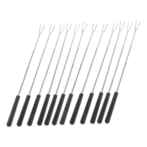 CIYODO 12pcs Extendable Barbecue Forks for Fire Pit Camping Telescoping Bbq Tools for Sausage and Marshmallow Roasting Essential Grilling Accessories