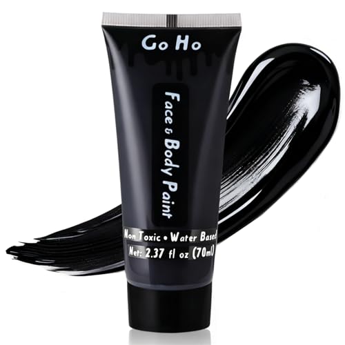 Go Ho Black Face Body Paint Washable(2.37oz/pc) Water Based Cream Face Paint Vampire Skeleton Zombie Clown Makeup Black Body Paint for SFX Cosplay Costumes Festivals Halloween Makeup