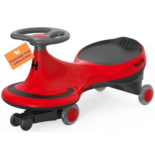 Hurtle Wiggle Car Ride On Toy Twist Car with Steering Wheels No Batteries or Pedals Ride-On Swing Car for Toddlers Kids Age 2+ (Red) Medium
