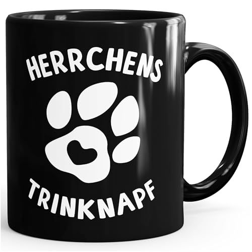 MoonWorks® Kaffee-Tasse Spruch Herrchens Trinknapf Hundepfote-Motiv Becher Bürotasse Tasse Hunde-Liebhaber Herrchens Trinknapf schwarz unisize