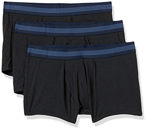Amazon Brand - Goodthreads Men's Standard 3-Pack Cotton Modal Stretch Knit Trunk Underwear, Black, Medium