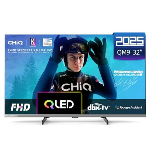 CHIQ L32QM9G 32 Pouces (80 cm) FHD Smart Téléviseur, QLED, HDR10, Google TV, Google Assistant, Tuner Triple, Dolby Audio, DBX-TV, Chromecast intégré, HDMI, USB, sans Cadre en Métal, Noir