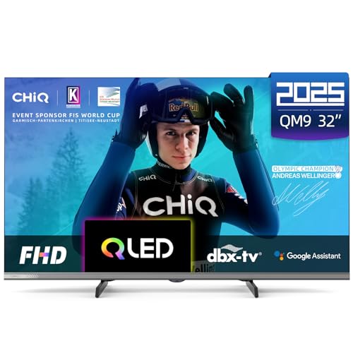 CHiQ 32'(80cm) L32QM9G FHD Smart GoogleTV, QLED, HDR10,Google Assistant,Dolby Audio,Dbx-tv,Chromecast integrato,Senza Cornice in Metallo, 2025