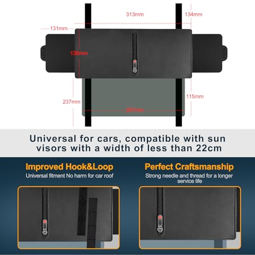Image of Veharvim Polarized Sun Visor for Car with Zipper Slider, Upgraded UV400 Sun Visor Extension with PC Lens and 2 Side Sunshade, Anti-Glare Car Visor for Safe Driving,UV-Filtering /Protection