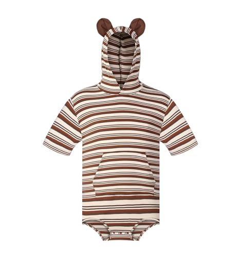 Mens Stripe Onesie Short Sleeve Hooded Romper Pajama One Piece Bodysuit