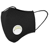 Behelfsmaske Alltagsmaske Sport mit OXY97-Ventil - Schwarz - Size L - waschbar - hohe Luftdurchl&auml;ssigkeit - Behelfsmundschutz Mundbedeckung MNS