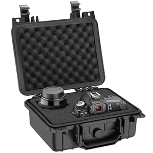 TecTake® Maletín para Cámara de Fotos, Maletín rígido Ligero y Robusto de plástico, 3 Acolchados de Espuma – 26,5 x 28 x 12,5 cm