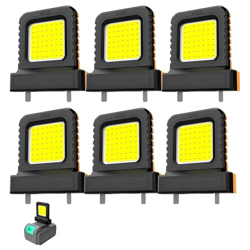 High Brightness Floodlight,for All Power Tool Batteries,Cordless LED Work Light,IP67 Waterproof Flashlight for Electric Tools,Power Tool Lithium Battery Multiple Universal LED Work Lights (6pcs)